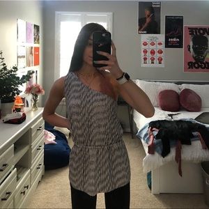 banana republic blue and white one shoulder top